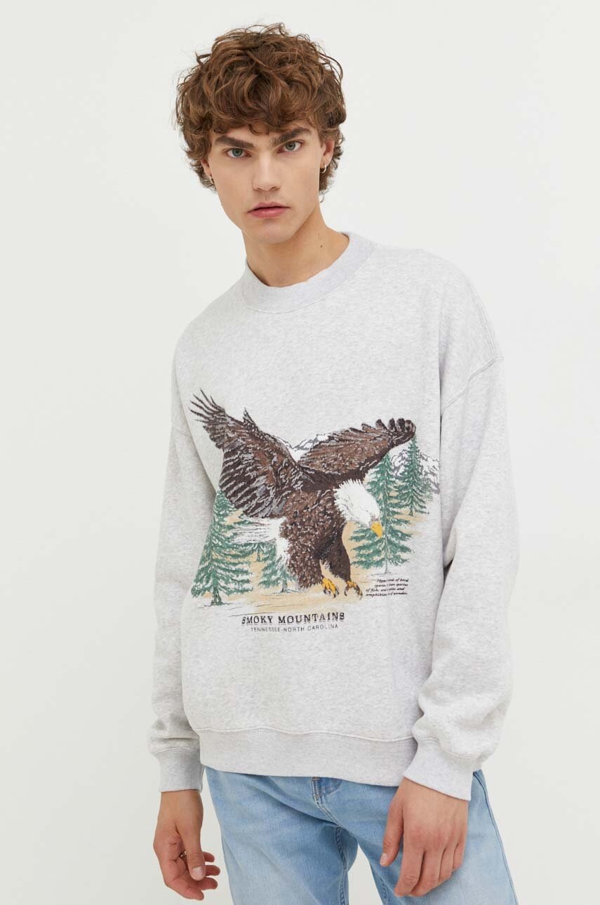 

Суичър Abercrombie & Fitch в сиво с принт, Сив