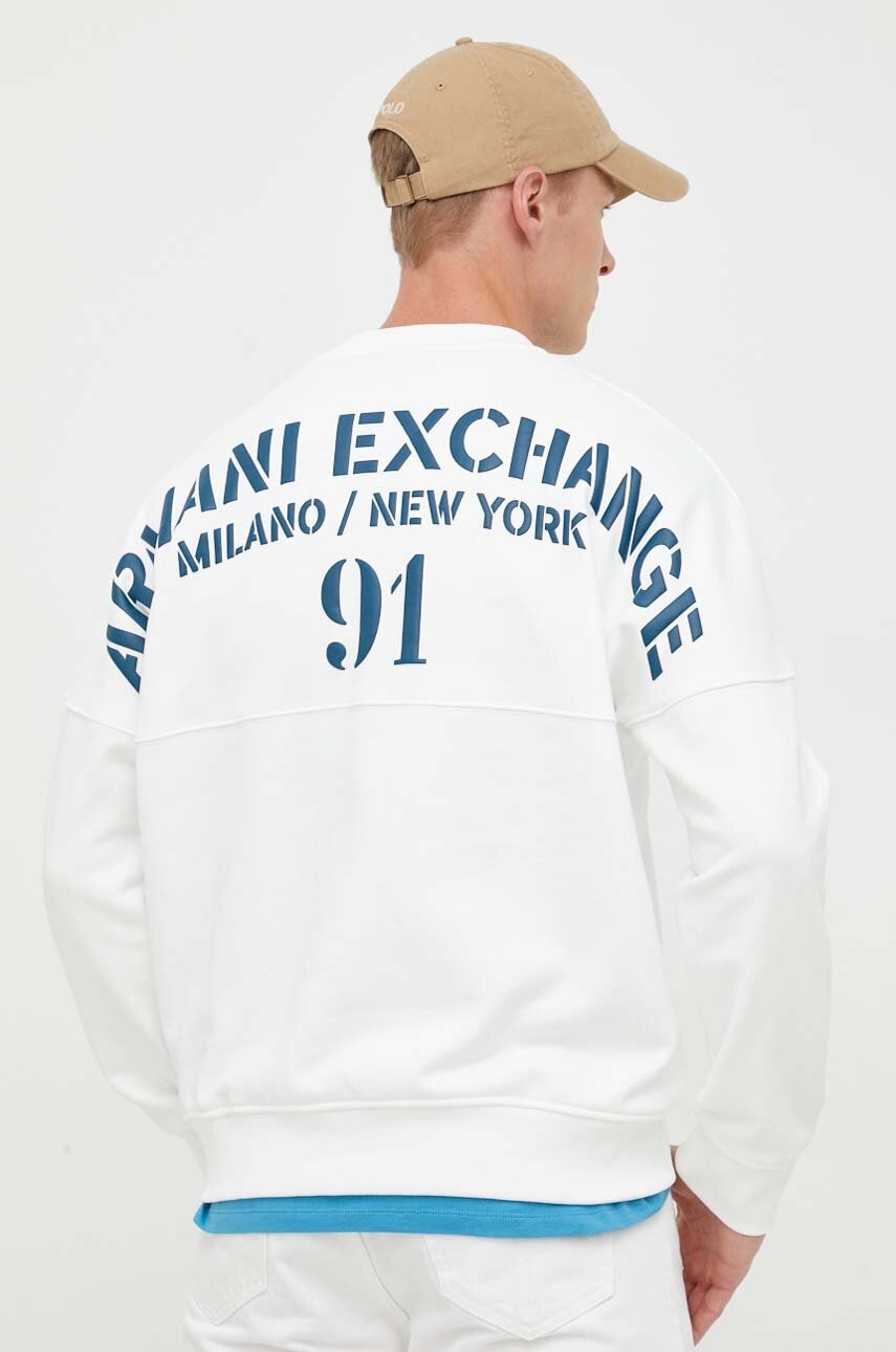 

Бавовняна кофта Armani Exchange чоловіча колір бежевий з принтом