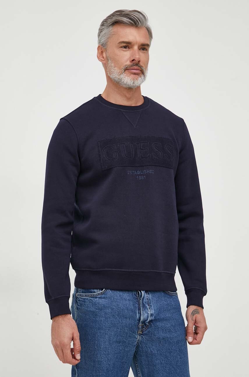 

Кофта Guess мужская цвет синий с аппликацией