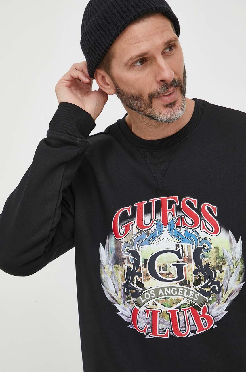 

Кофта Guess чоловіча колір чорний з принтом