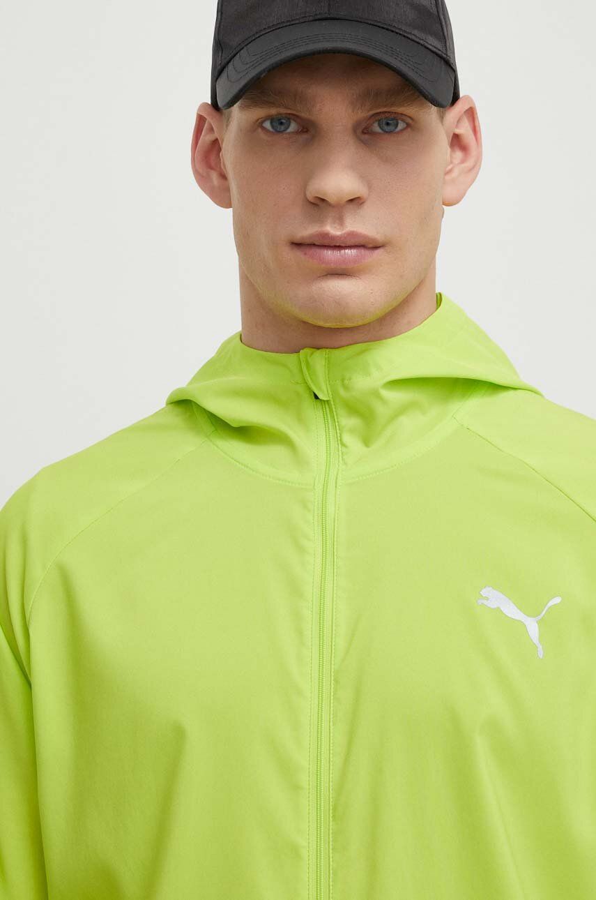 Puma jachetă de alergare Favorite culoarea verde, de tranzitie, 523154