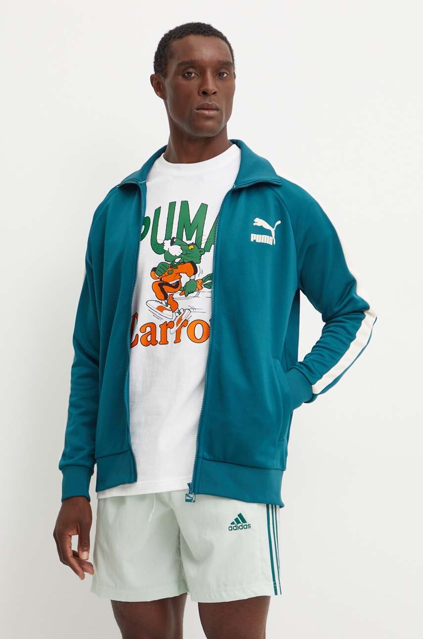 Puma bluza barbati, culoarea verde, cu imprimeu