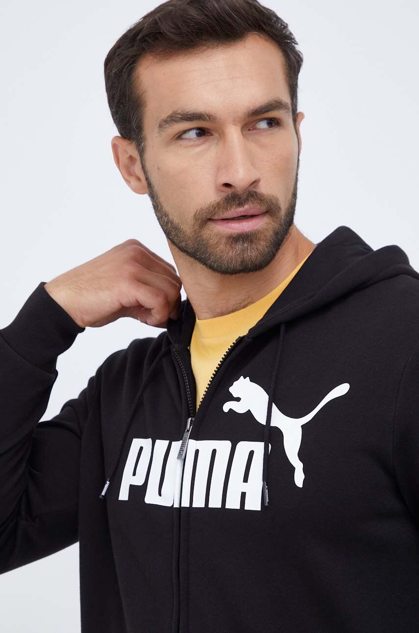Mikina Puma pánská, černá barva, s kapucí, s potiskem - černá - Hlavní materiál: 66 % Bavlna