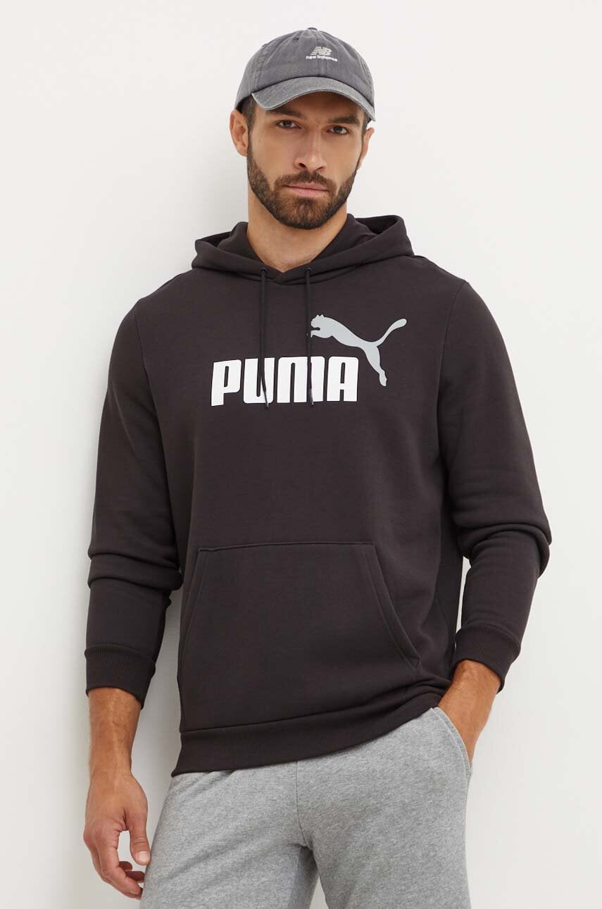 Puma bluza barbati, culoarea negru, cu glugă, cu imprimeu Puma bluza barbati, culoarea negru, cu glugă, cu imprimeu