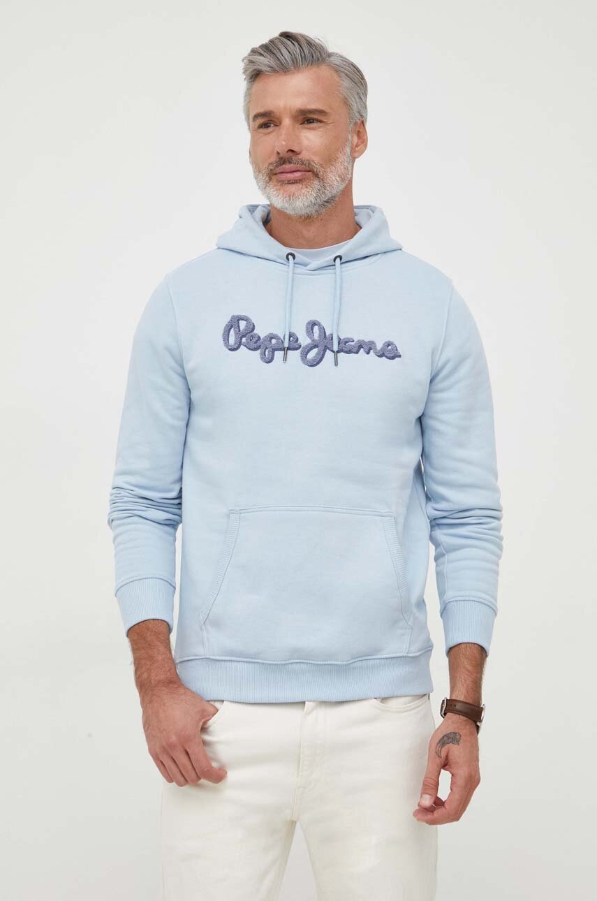 

Хлопковая кофта Pepe Jeans мужская с капюшоном с аппликацией