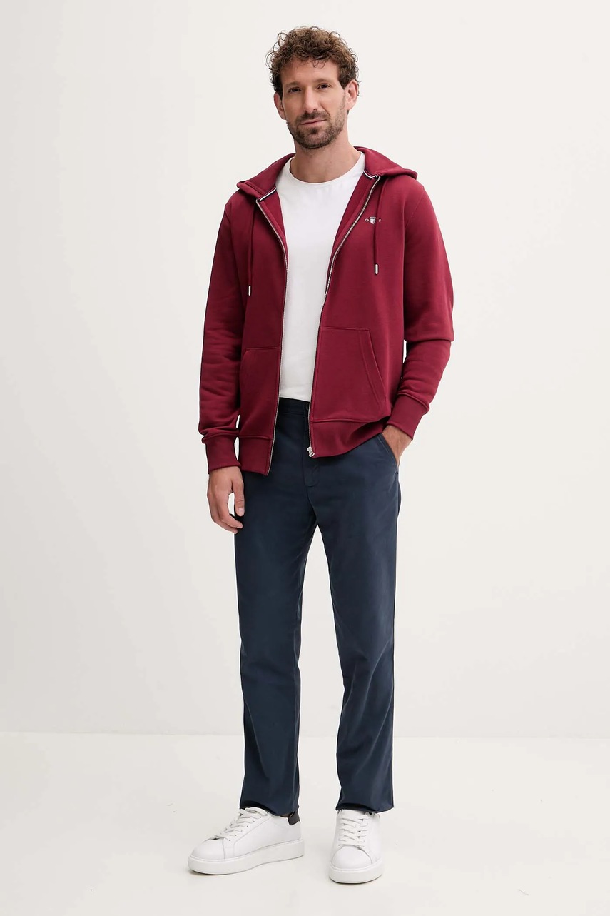 Кофта Gant цвет чёрный с капюшоном однотонная