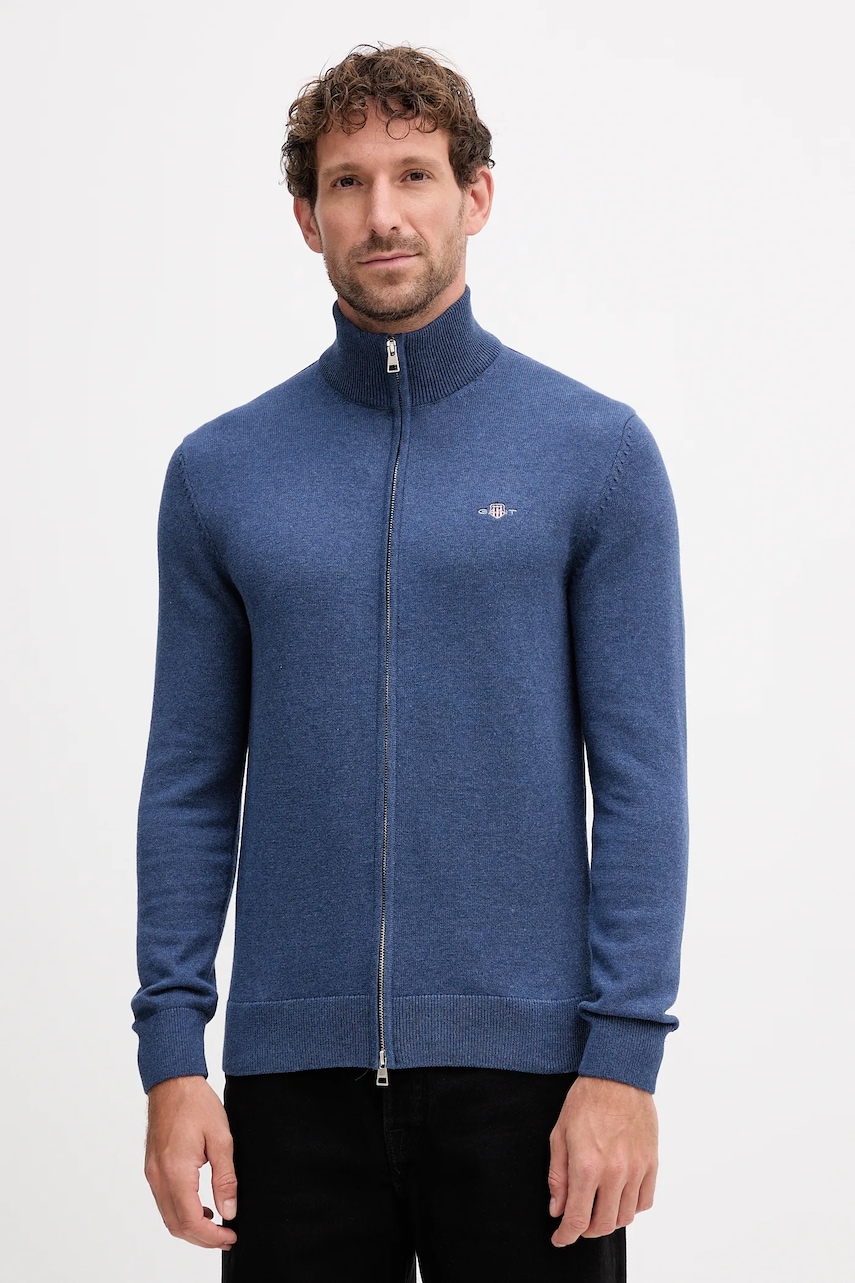 Gant cardigan din bumbac culoarea albastru marin