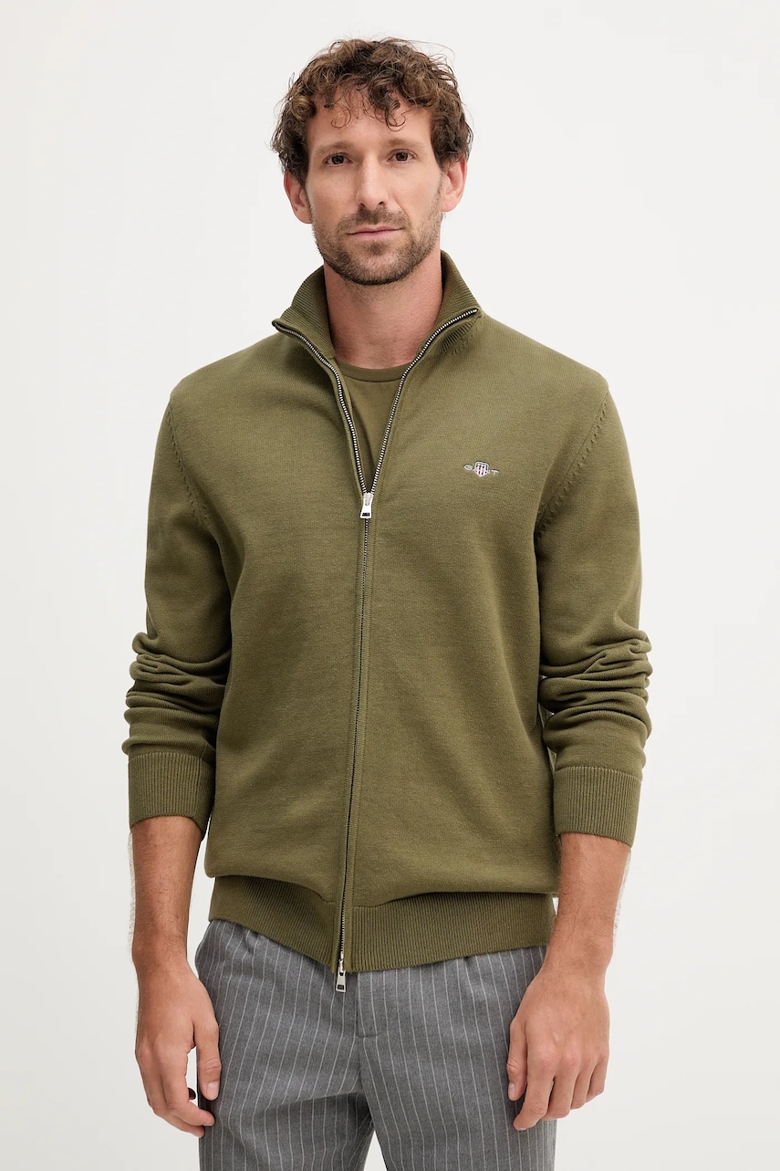 Gant cardigan din bumbac culoarea albastru marin
