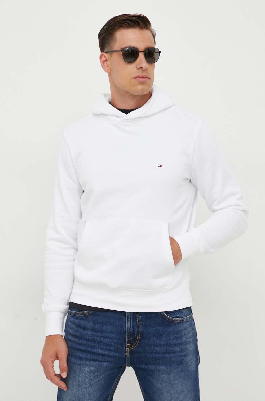 E-shop Mikina Tommy Hilfiger pánská, bílá barva, s kapucí, hladká