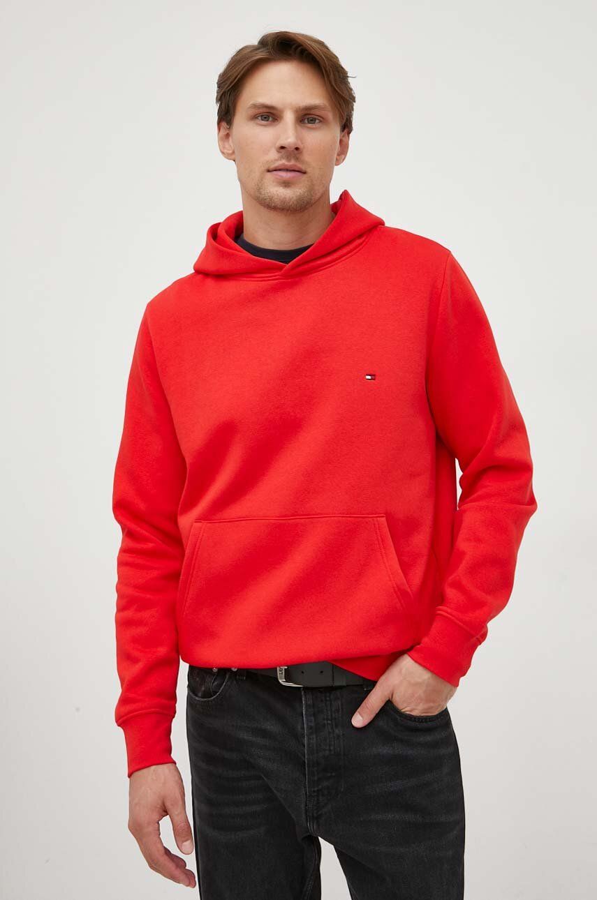 E-shop Mikina Tommy Hilfiger pánská, oranžová barva, s kapucí, hladká