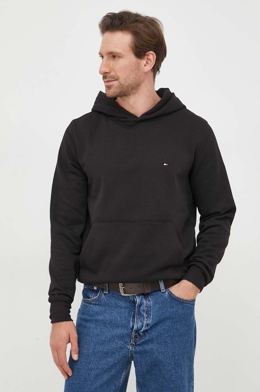 E-shop Mikina Tommy Hilfiger pánská, černá barva, s kapucí, hladká