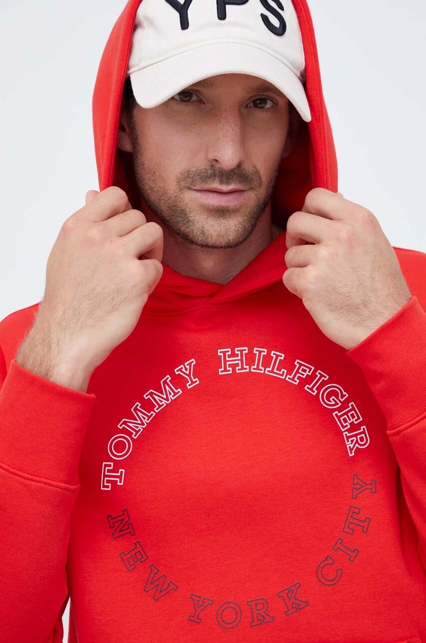 

Кофта Tommy Hilfiger мужская цвет оранжевый с капюшоном с принтом
