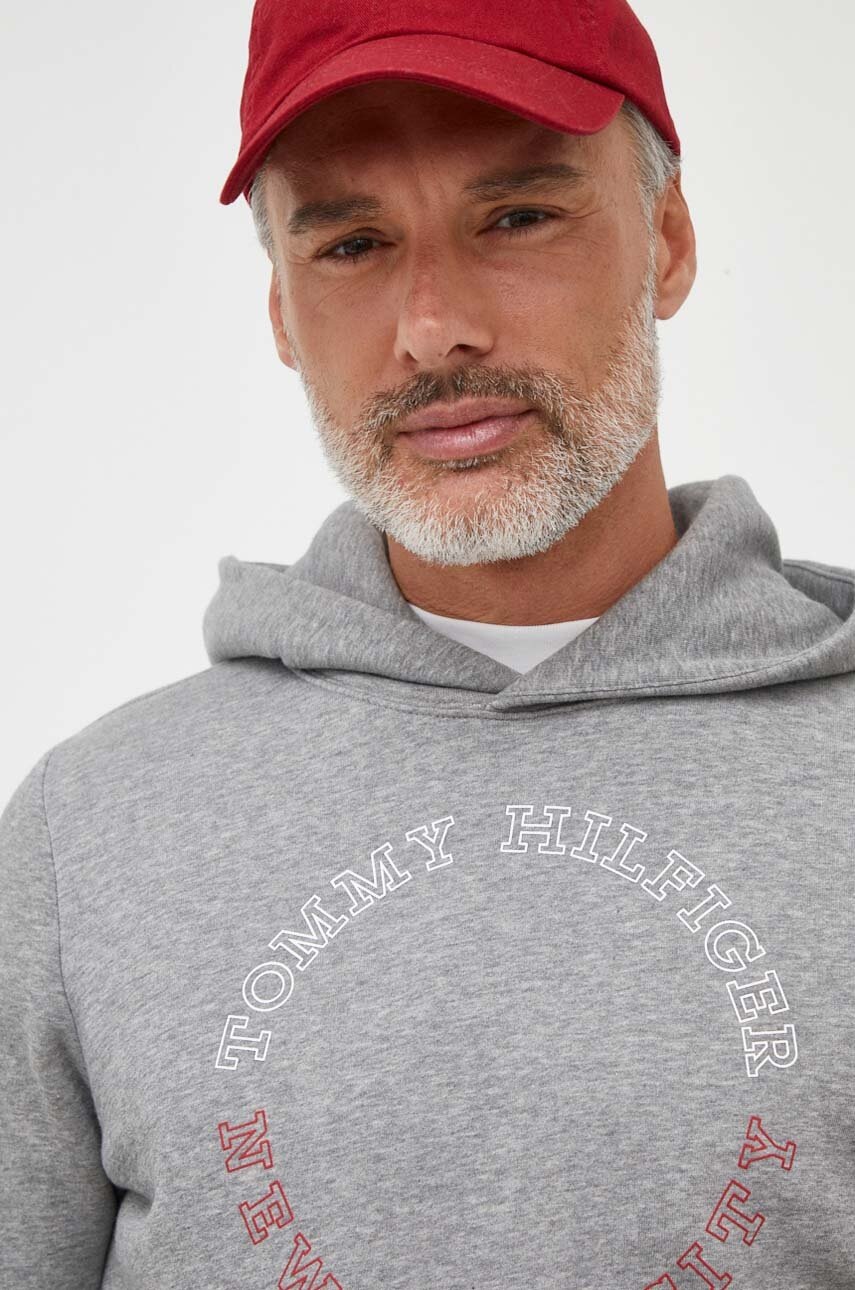 

Кофта Tommy Hilfiger мужская цвет серый с капюшоном с принтом