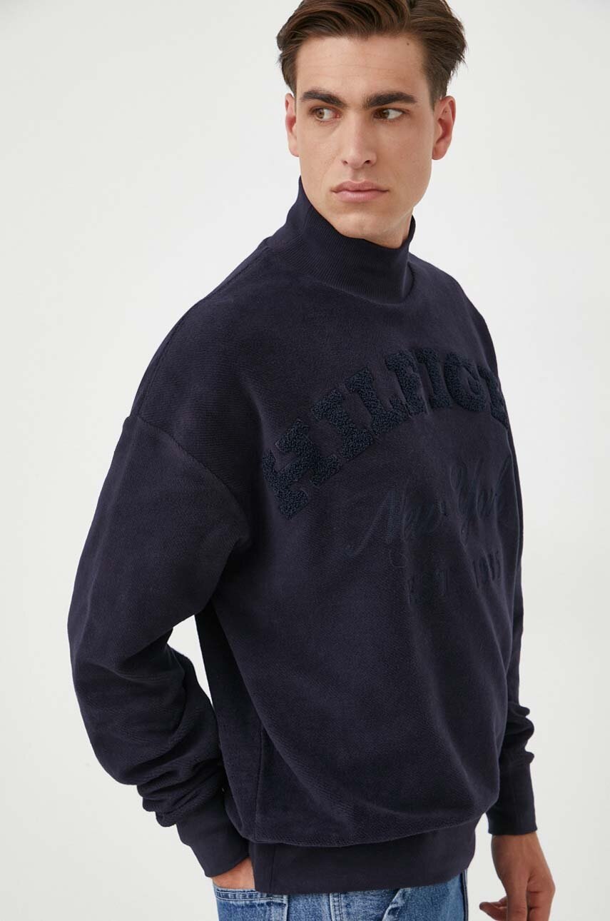 

Памучен суичър Tommy Hilfiger в тъмносиньо с апликация, Тъмносин