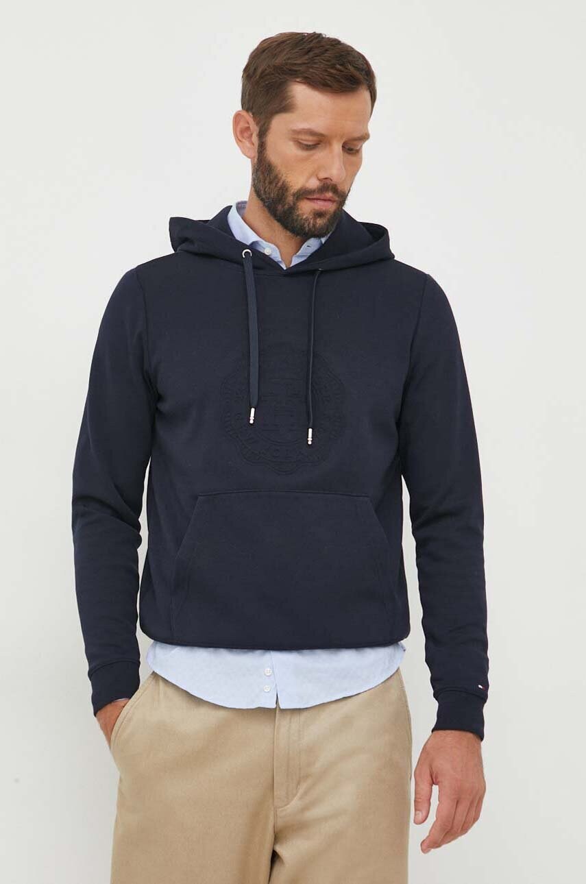 

Кофта Tommy Hilfiger мужская цвет синий с капюшоном с аппликацией