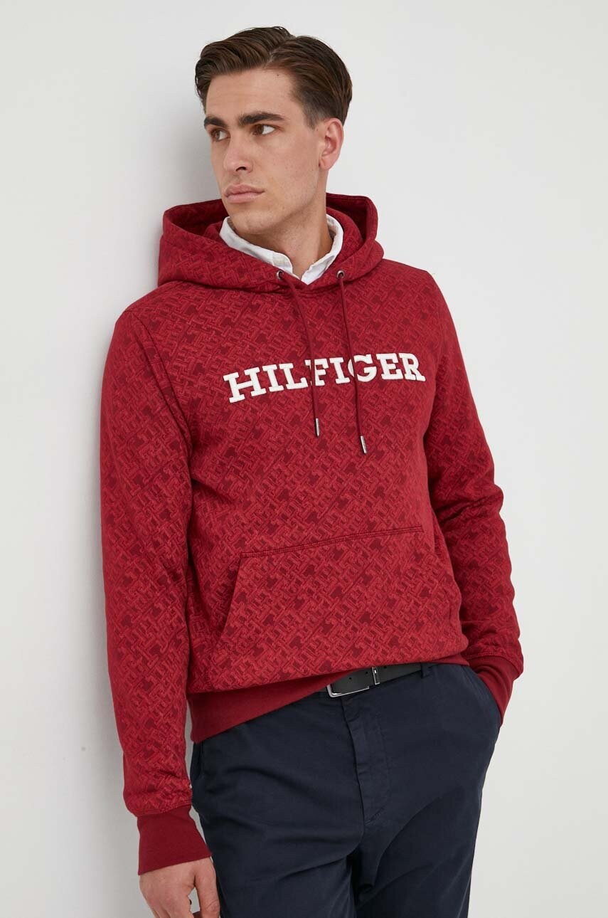 

Кофта Tommy Hilfiger мужская цвет бордовый с капюшоном узор