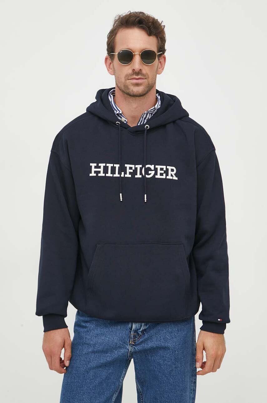 

Кофта Tommy Hilfiger чоловіча колір синій з капюшоном з аплікацією