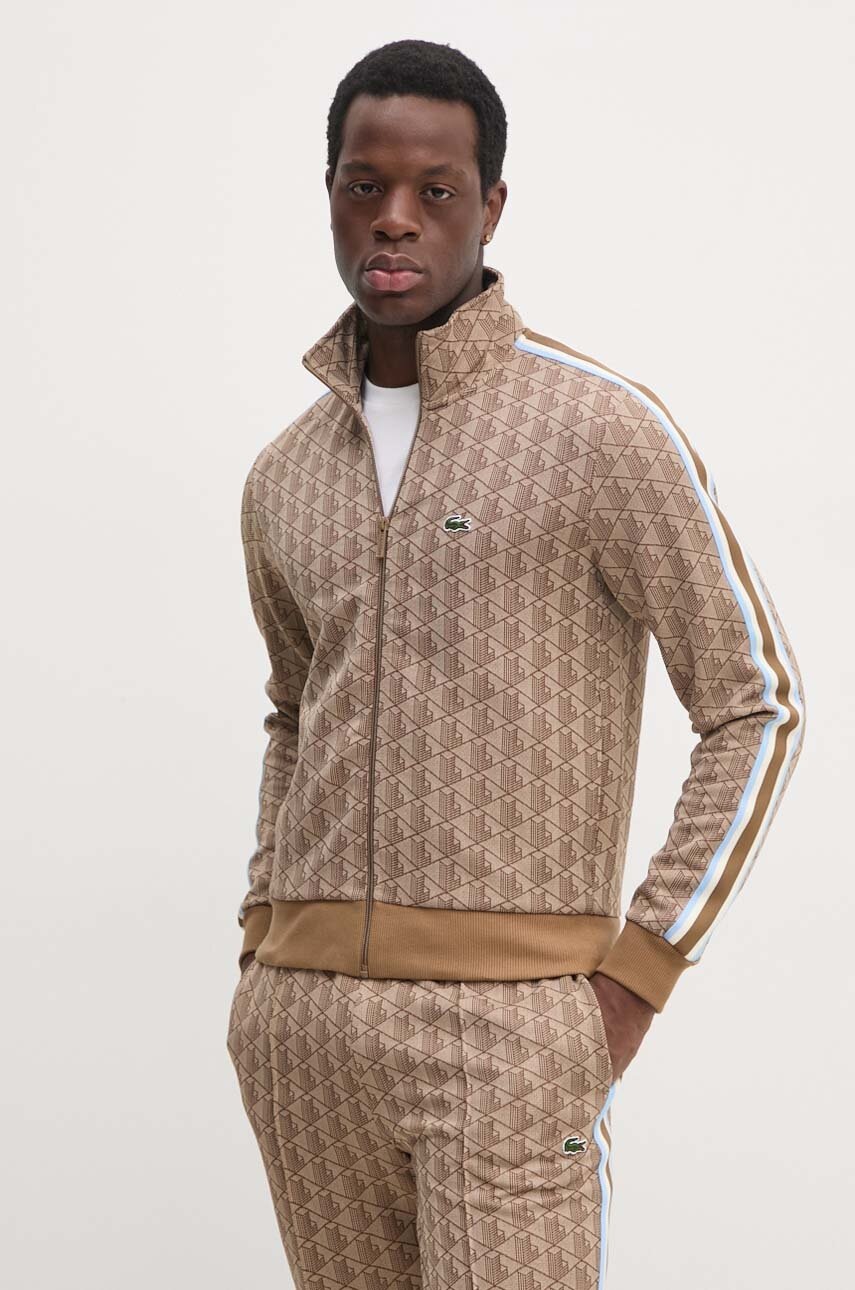 

Суичър Lacoste в кафяво с десен, Кафяв