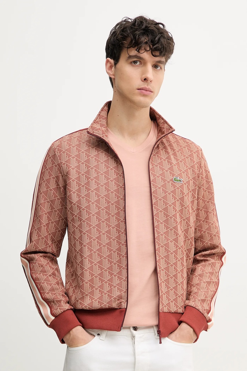 Lacoste bluza barbati, culoarea maro, modelator