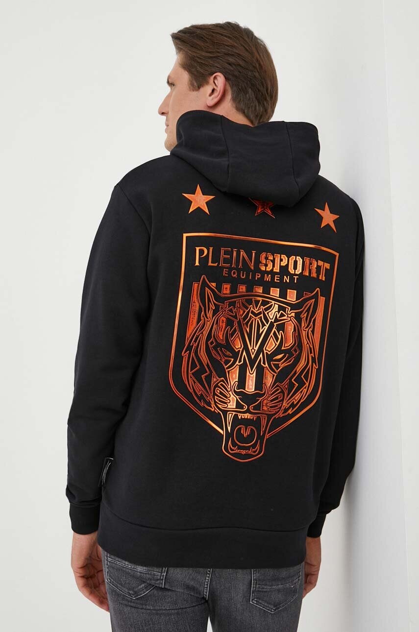 

Кофта PLEIN SPORT мужская цвет чёрный с капюшоном с принтом