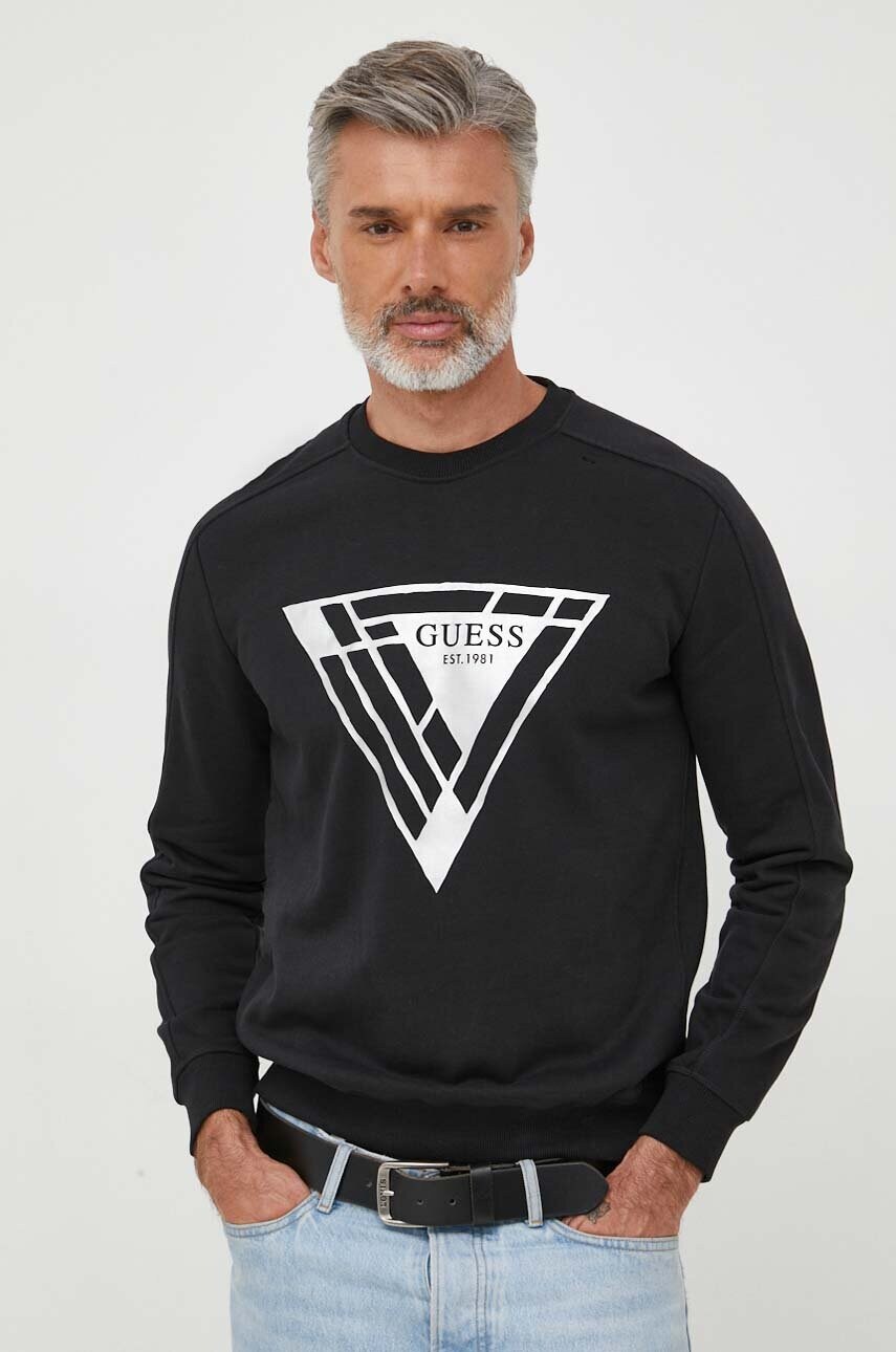 

Суичър Guess в черно с принт, Черен