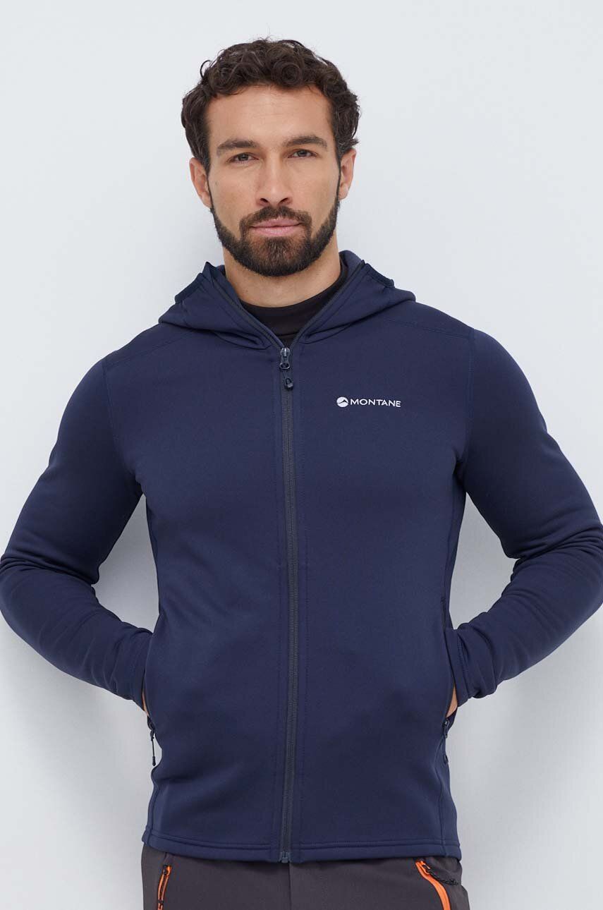 Sportovní mikina Montane Fury tmavomodrá barva, s kapucí - námořnická modř - 51 % Polyester