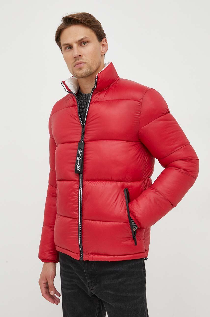 Karl Lagerfeld geaca barbati, culoarea rosu, de iarna
