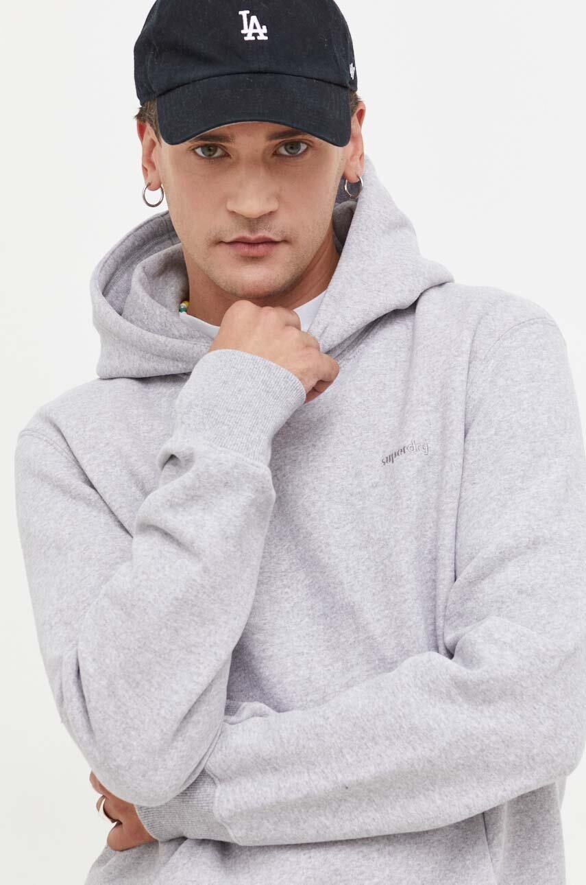 

Кофта Superdry мужская цвет серый с капюшоном меланж