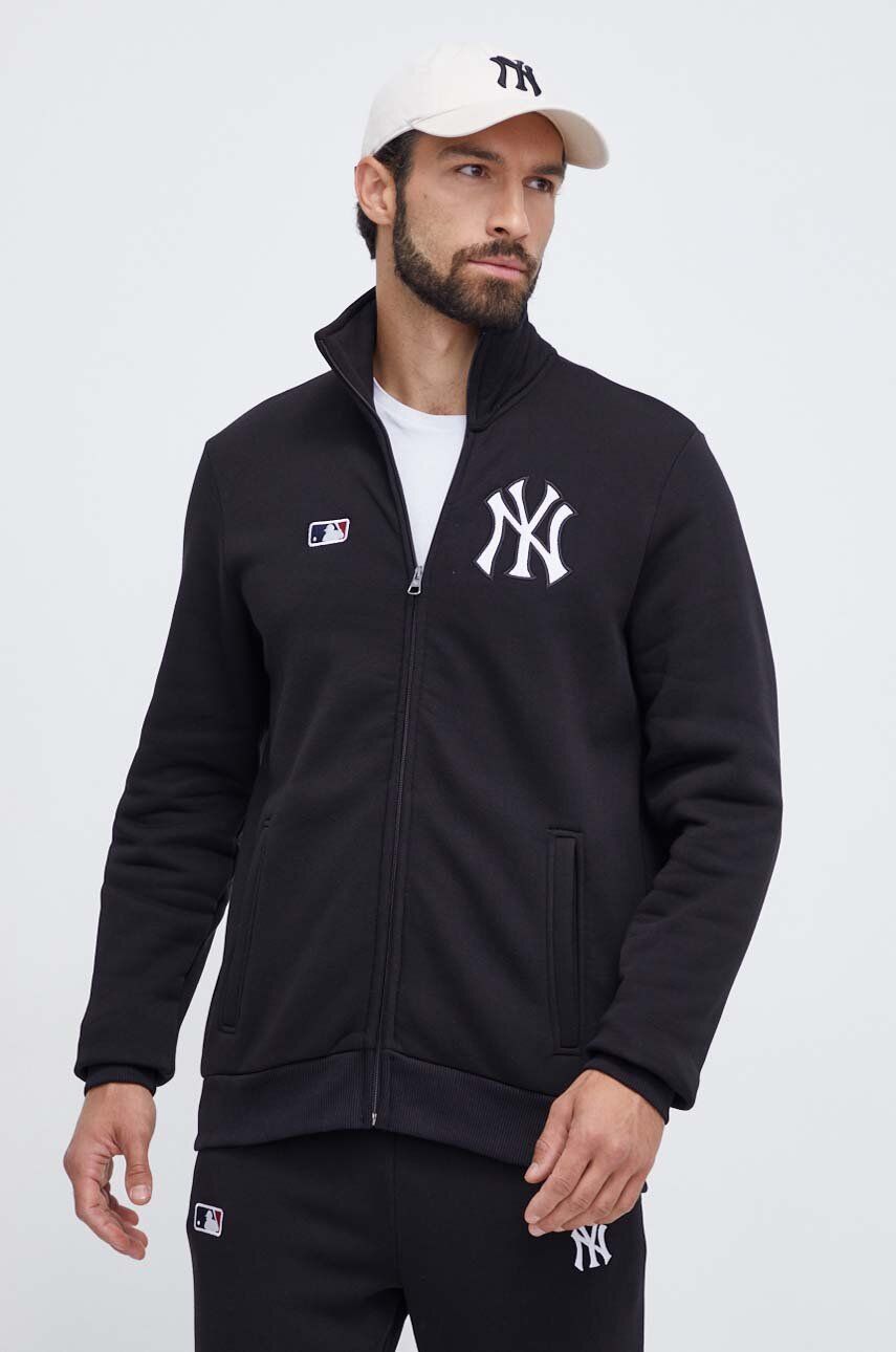 Mikina 47brand MLB New York Yankees pánská, černá barva, s aplikací - černá - 80 % Bavlna
