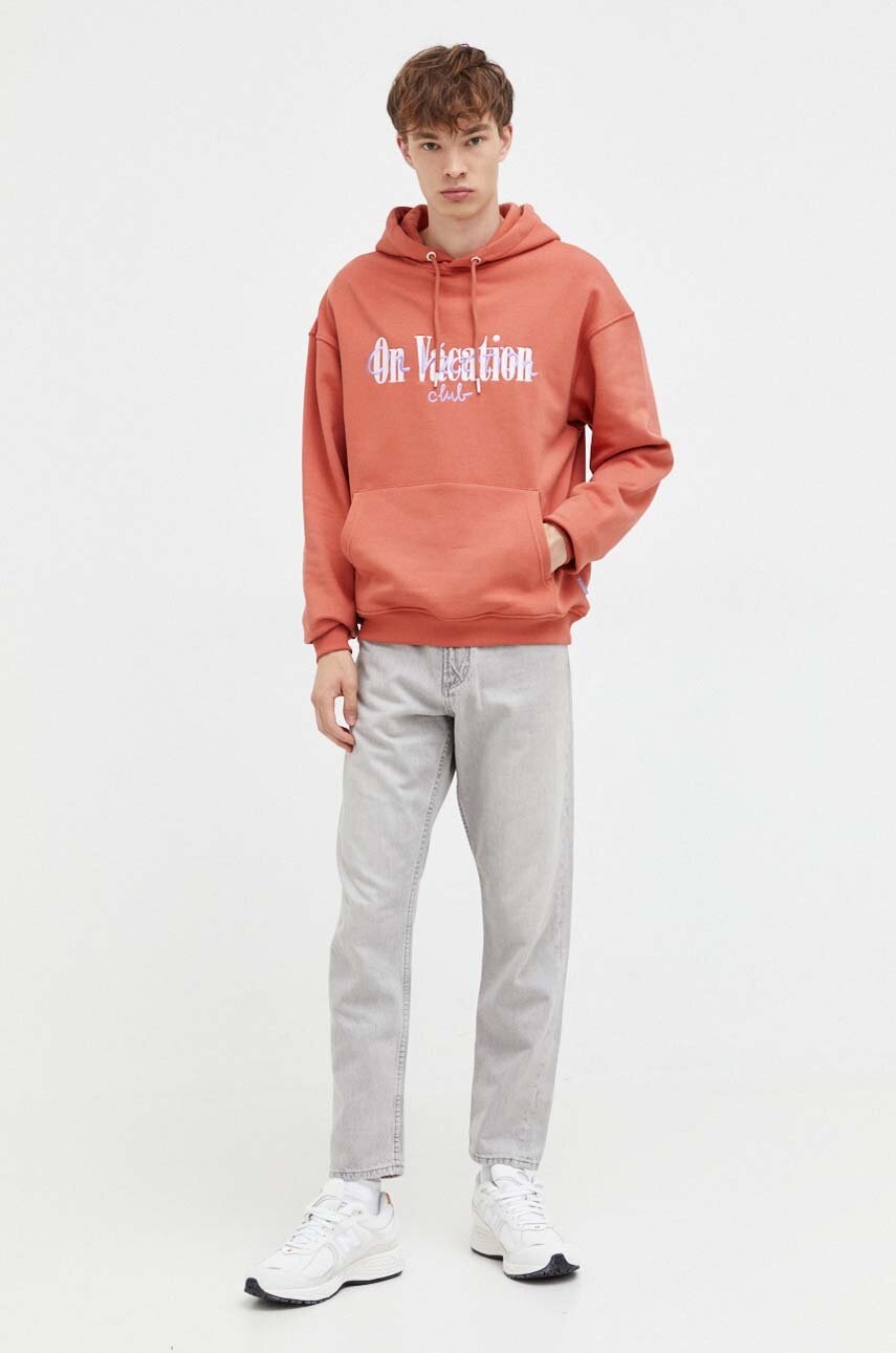 Μπλούζα On Vacation χρώμα: πορτοκαλί, με κουκούλα φωτογραφία