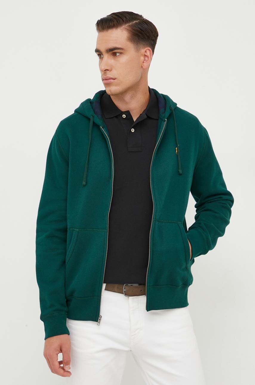 

Суичър Polo Ralph Lauren в зелено с качулка с изчистен дизайн, Зелен