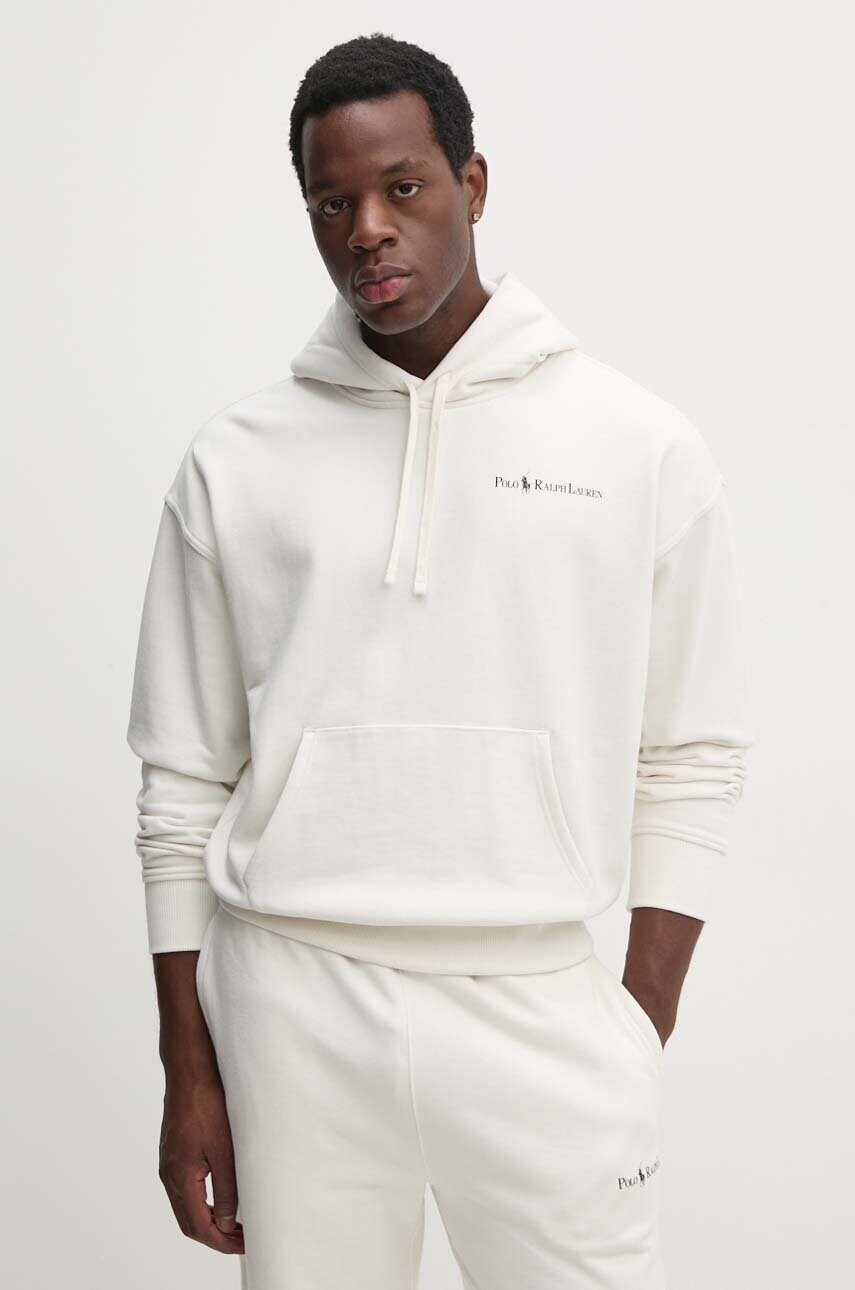

Суичър Polo Ralph Lauren в бяло с качулка с принт, Бежов