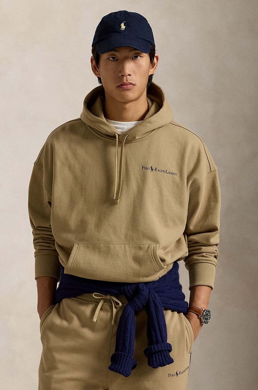

Суичър Polo Ralph Lauren с качулка с принт, Бежов