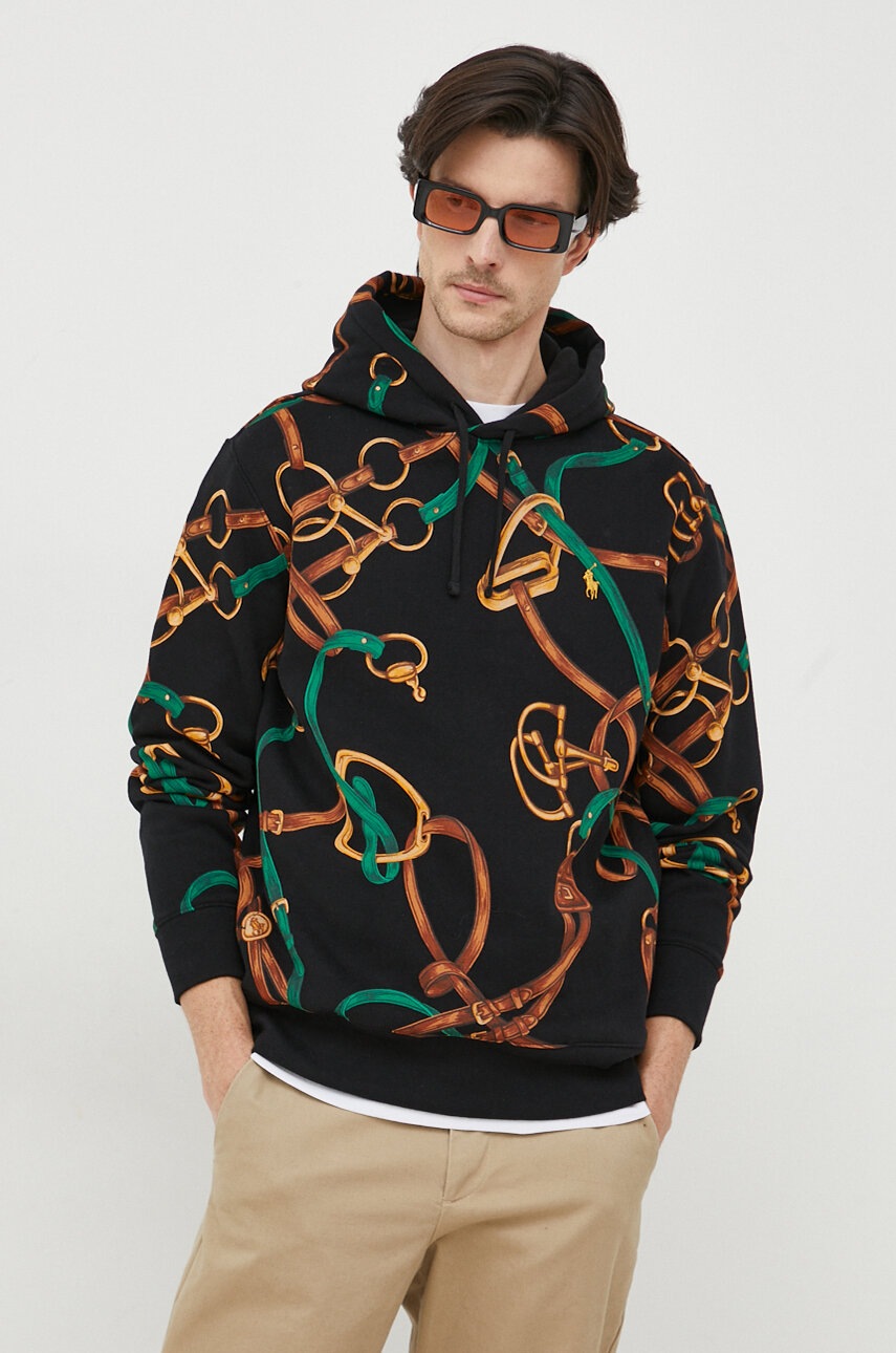

Кофта Polo Ralph Lauren мужская цвет чёрный с капюшоном узор