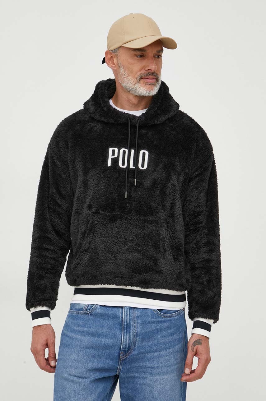 

Суичър Polo Ralph Lauren в черно с качулка с апликация, Черен