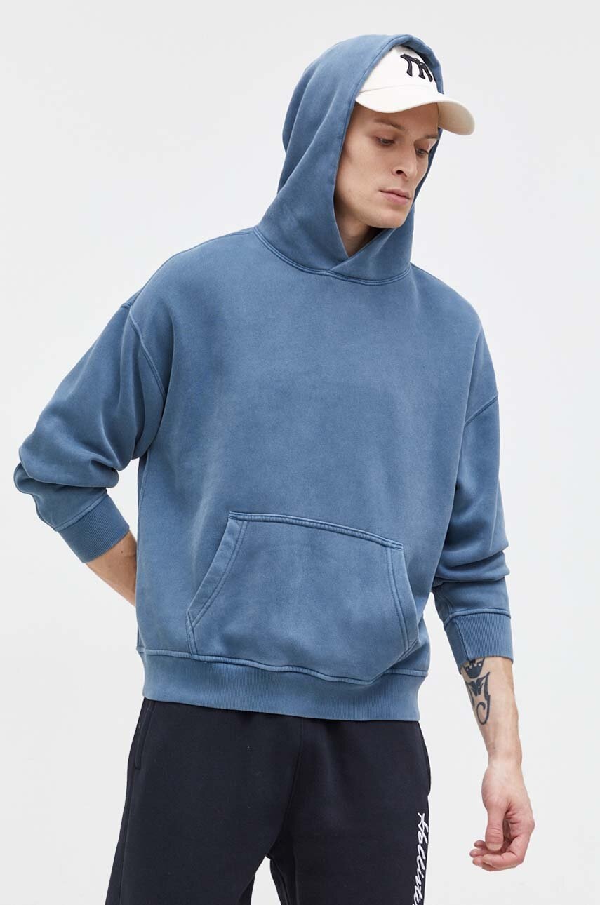 

Суичър Abercrombie & Fitch в синьо с качулка с изчистен дизайн, Син