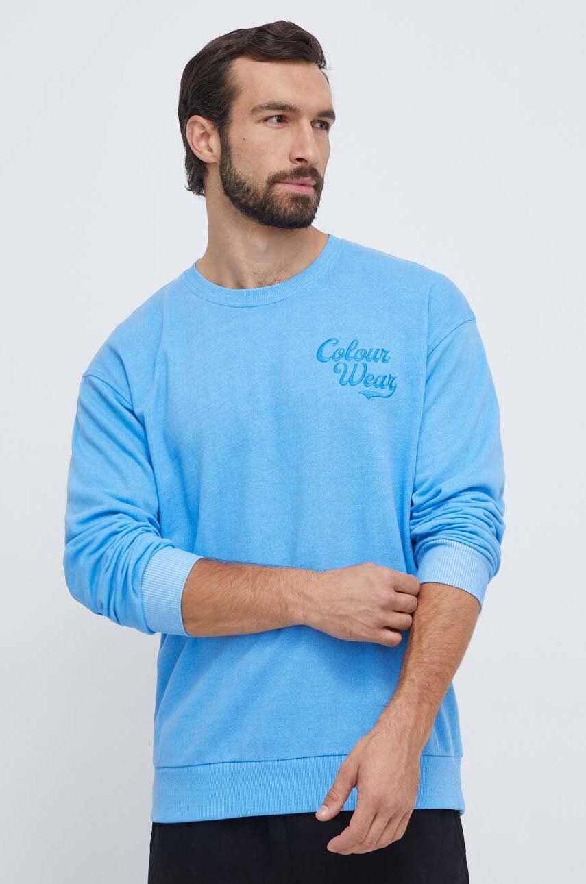 Bavlněná mikina Colourwear pánská, s aplikací - modrá - 100 % Bavlna