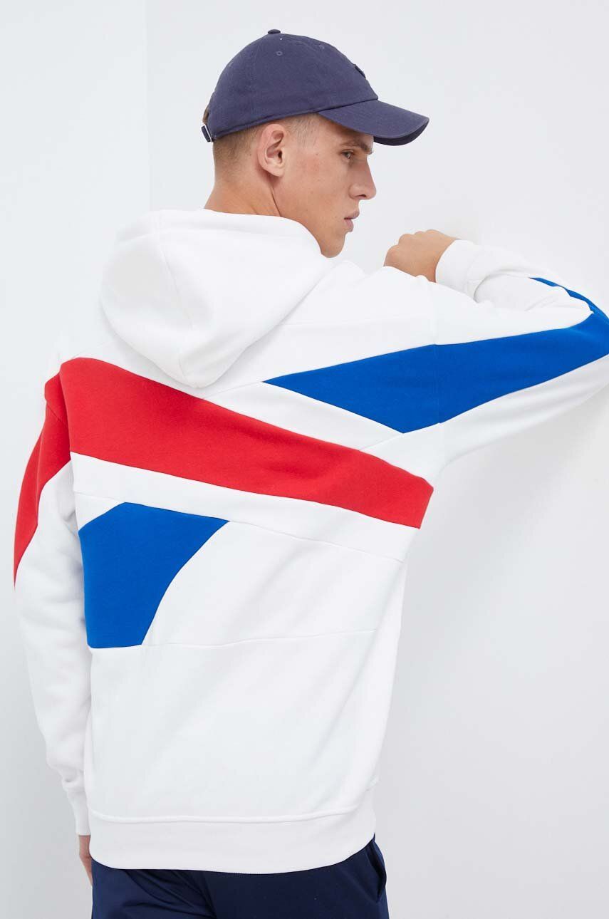 E-shop Mikina Reebok Classic pánská, bílá barva, s kapucí, vzorovaná