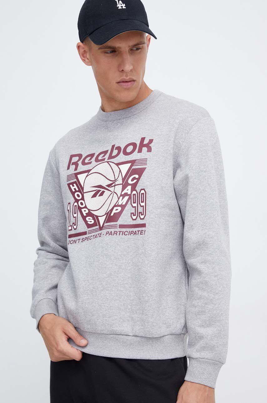 E-shop Mikina Reebok Classic Basketball pánská, šedá barva, s potiskem