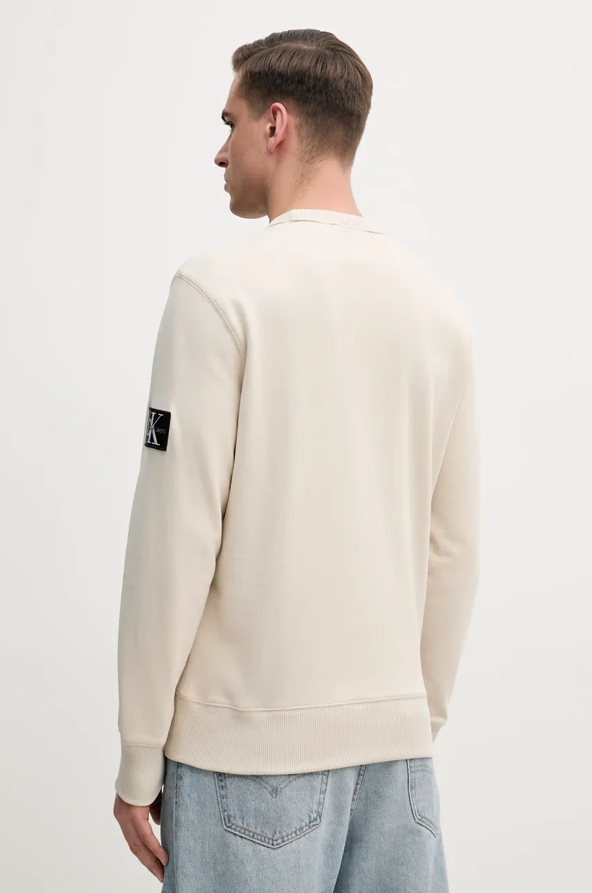 Хлопковая кофта Calvin Klein Jeans мужская цвет бежевый однотонная J30J323426 Хлопковая кофта Calvin Klein Jeans мужская цвет бежевый однотонная J30J323426
