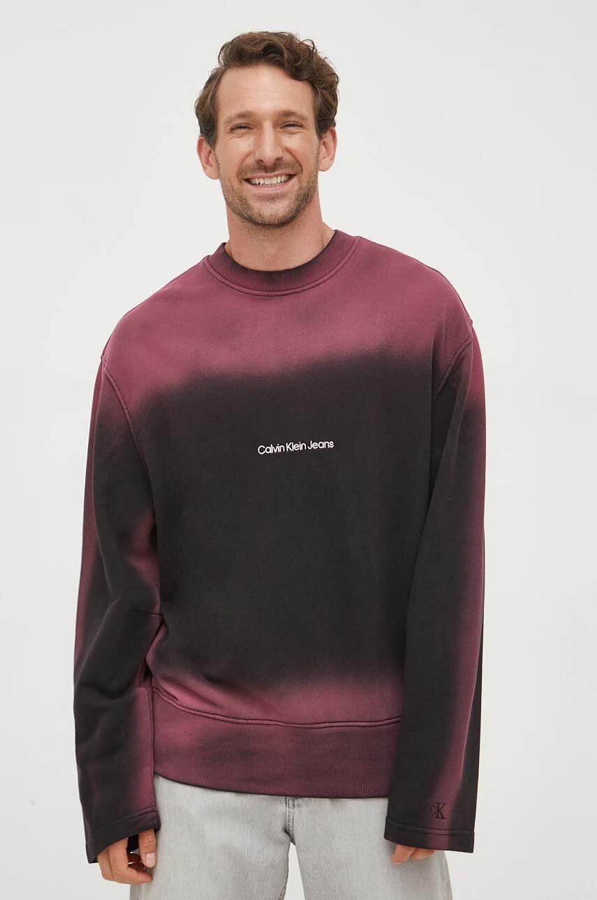 

Памучен суичър Calvin Klein Jeans в черно с принт, Черен