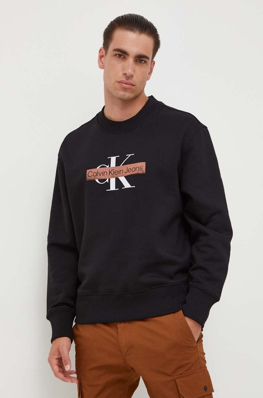 

Суичър Calvin Klein Jeans в черно с принт, Черен