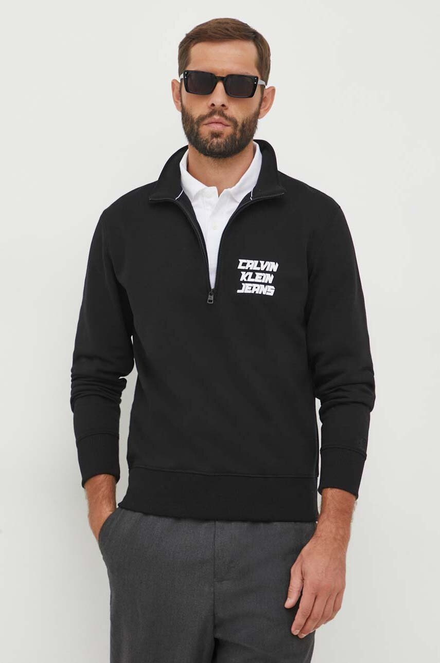 

Суичър Calvin Klein Jeans в черно с принт, Черен