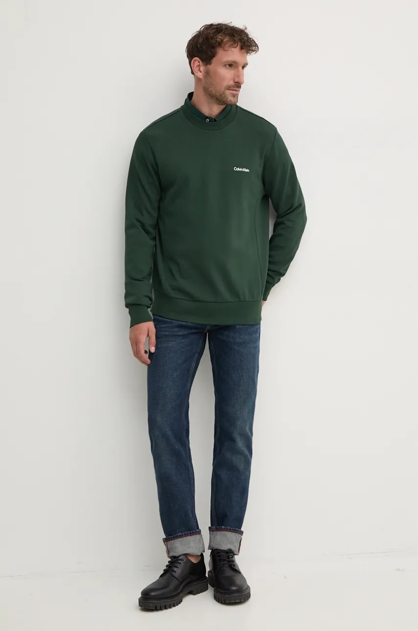 Кофта Calvin Klein мужская цвет зелёный однотонная K10K109926 Кофта Calvin Klein мужская цвет зелёный однотонная K10K109926