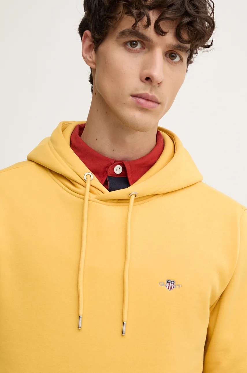 Μπλούζα Gant χρώμα: κίτρινο, με κουκούλα φωτογραφία