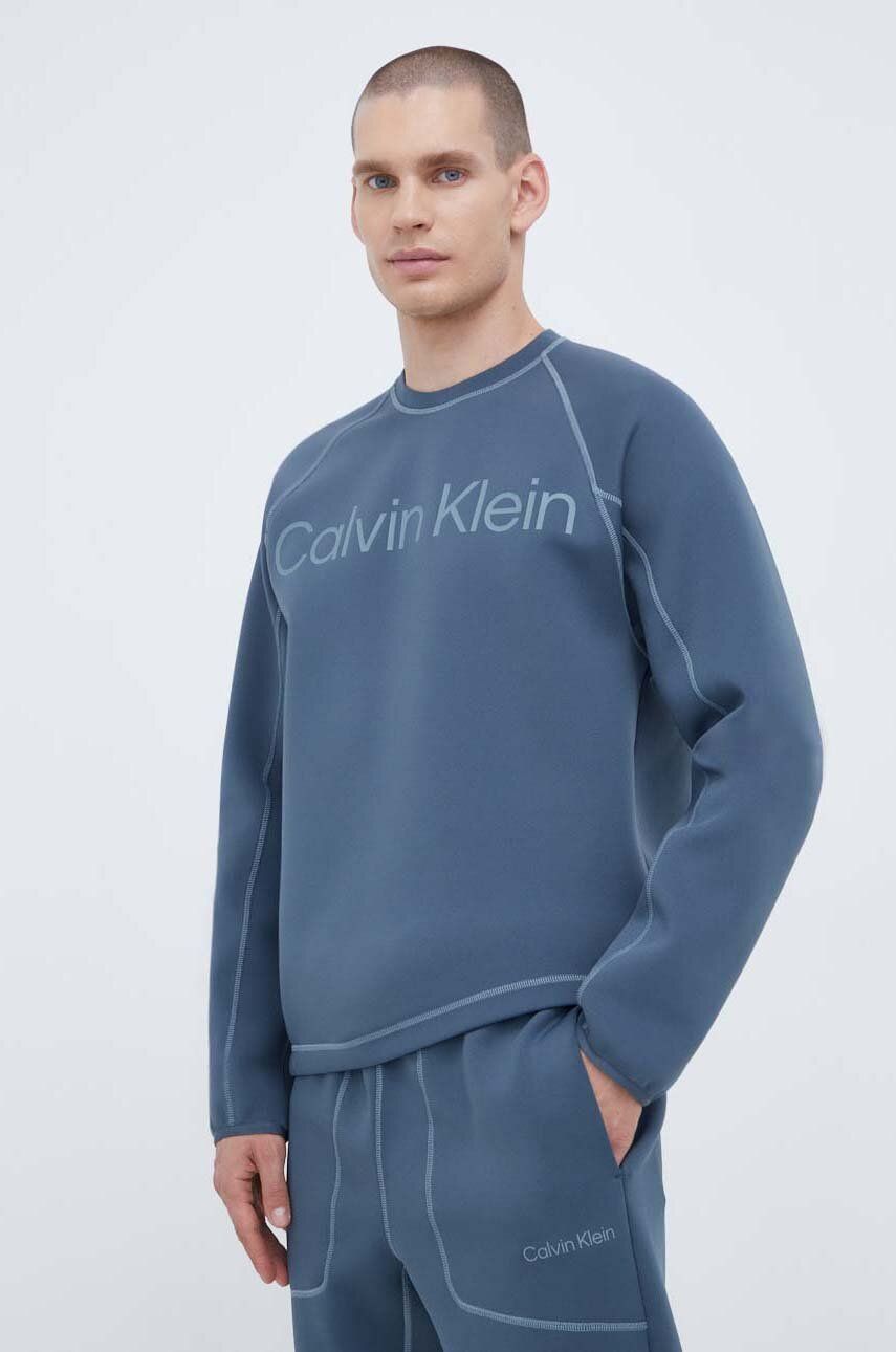Tréninková mikina Calvin Klein Performance šedá barva, s potiskem