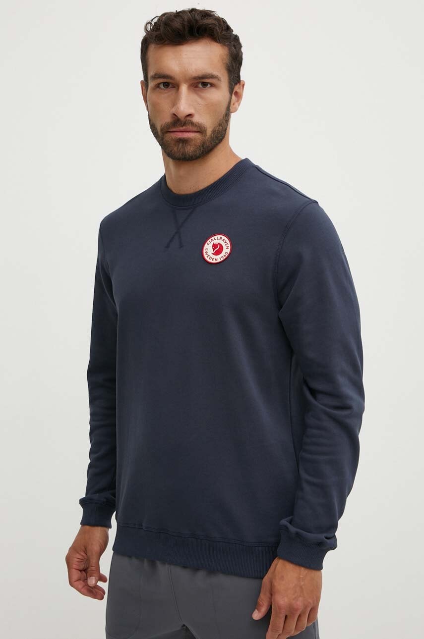 Fjallraven hanorac de bumbac 1960 Logo bărbați, culoarea bleumarin, uni F87163.555