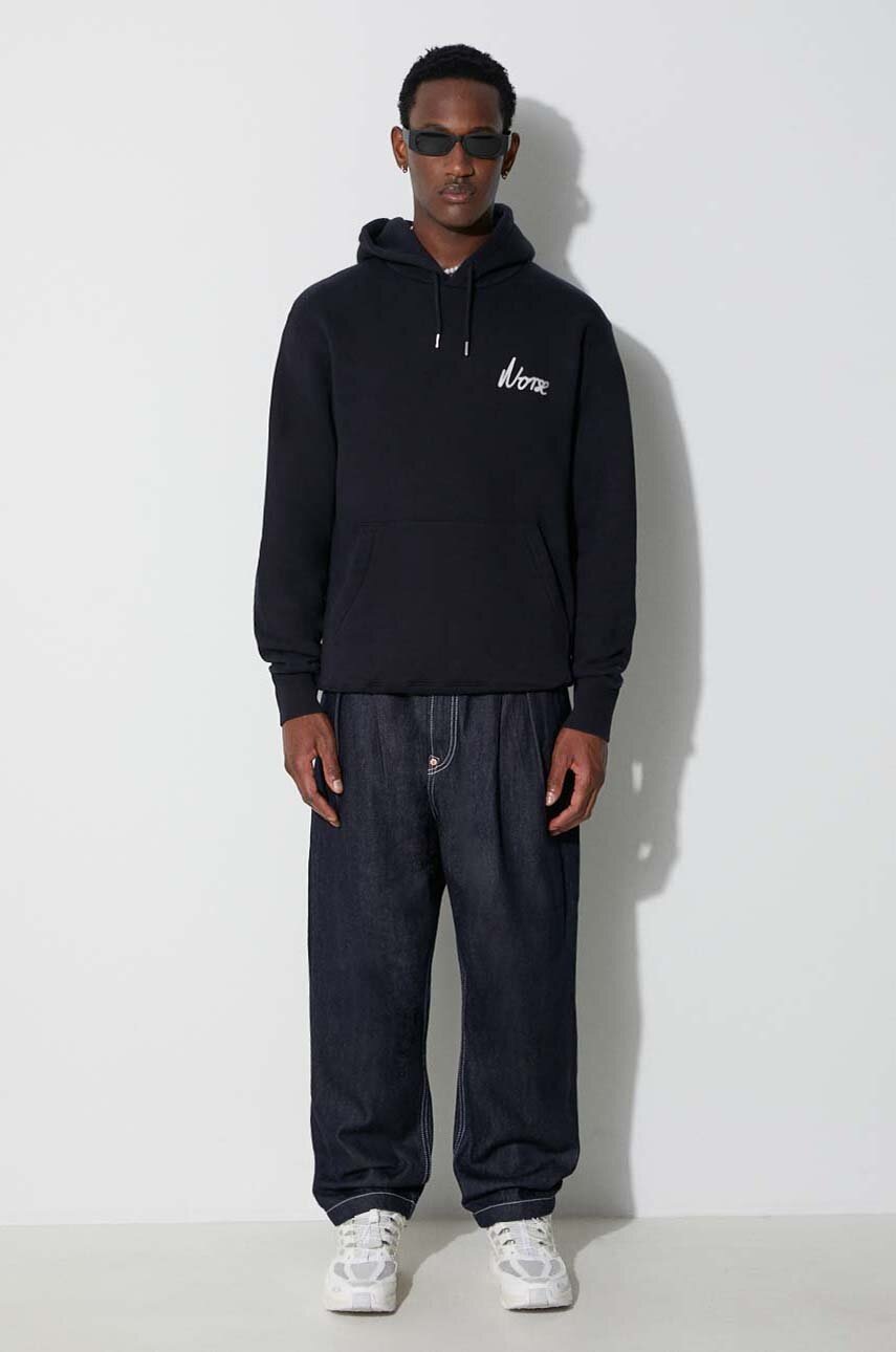 Βαμβακερή μπλούζα Norse Projects Arne Relaxed Organic Chain Stitch χρώμα: ναυτικό μπλε, με κουκούλα, N20-1358-7004 F3N20-1358-7004 φωτογραφία