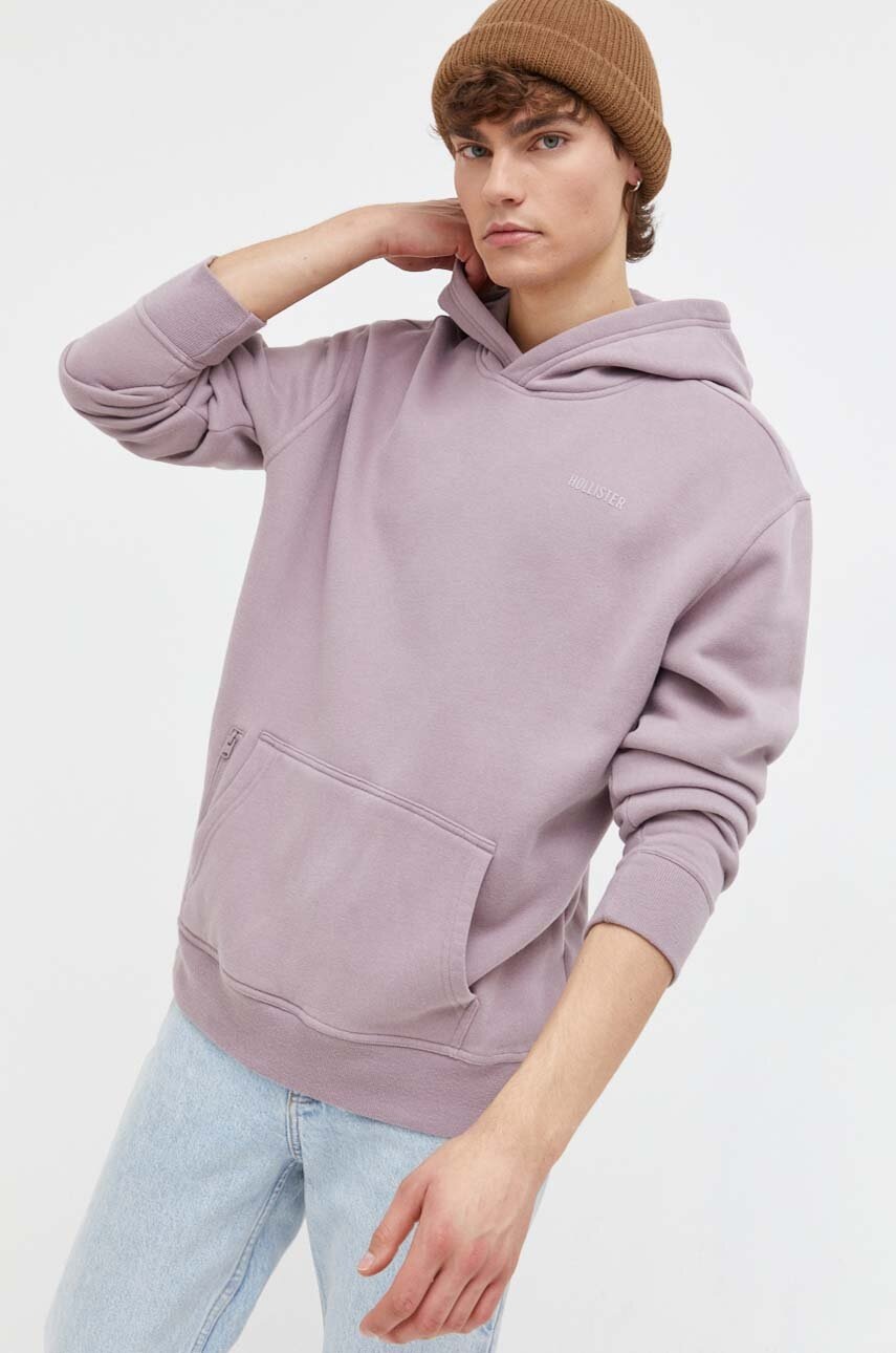 

Суичър Hollister Co. в розово с качулка с изчистен дизайн, Розов