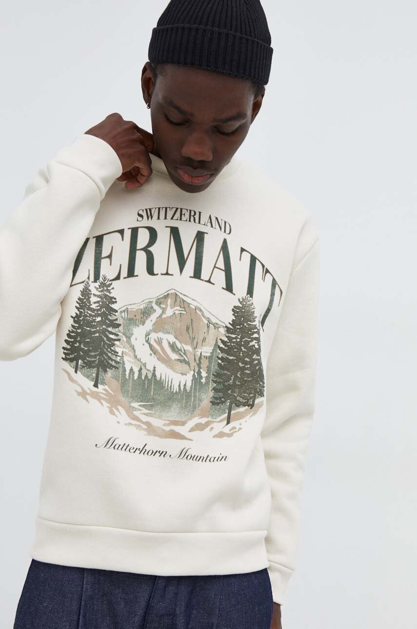 

Суичър Hollister Co. в бежово с принт, Бежов